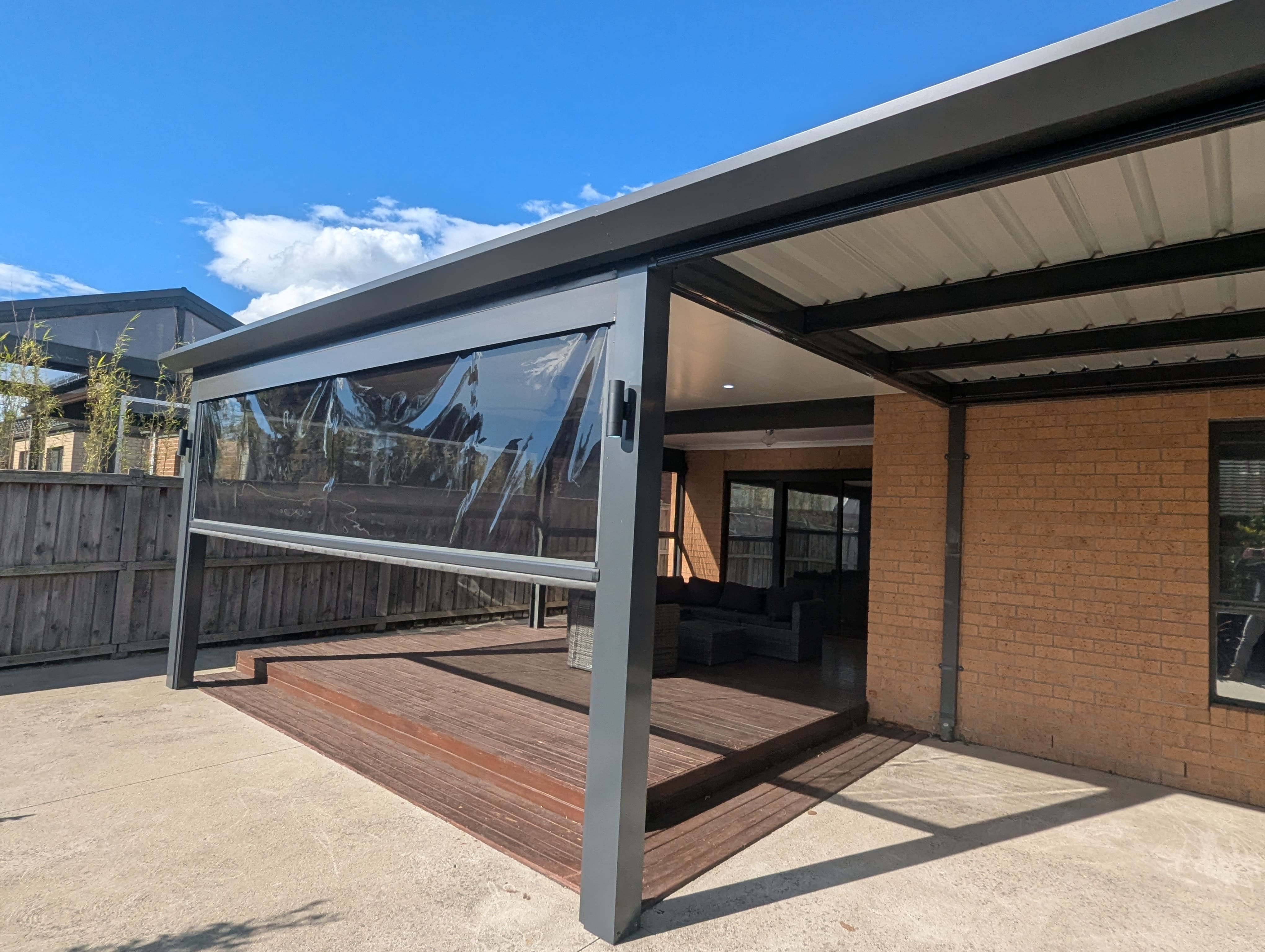 Insulated and Colorbond Verandah with blinds After 6