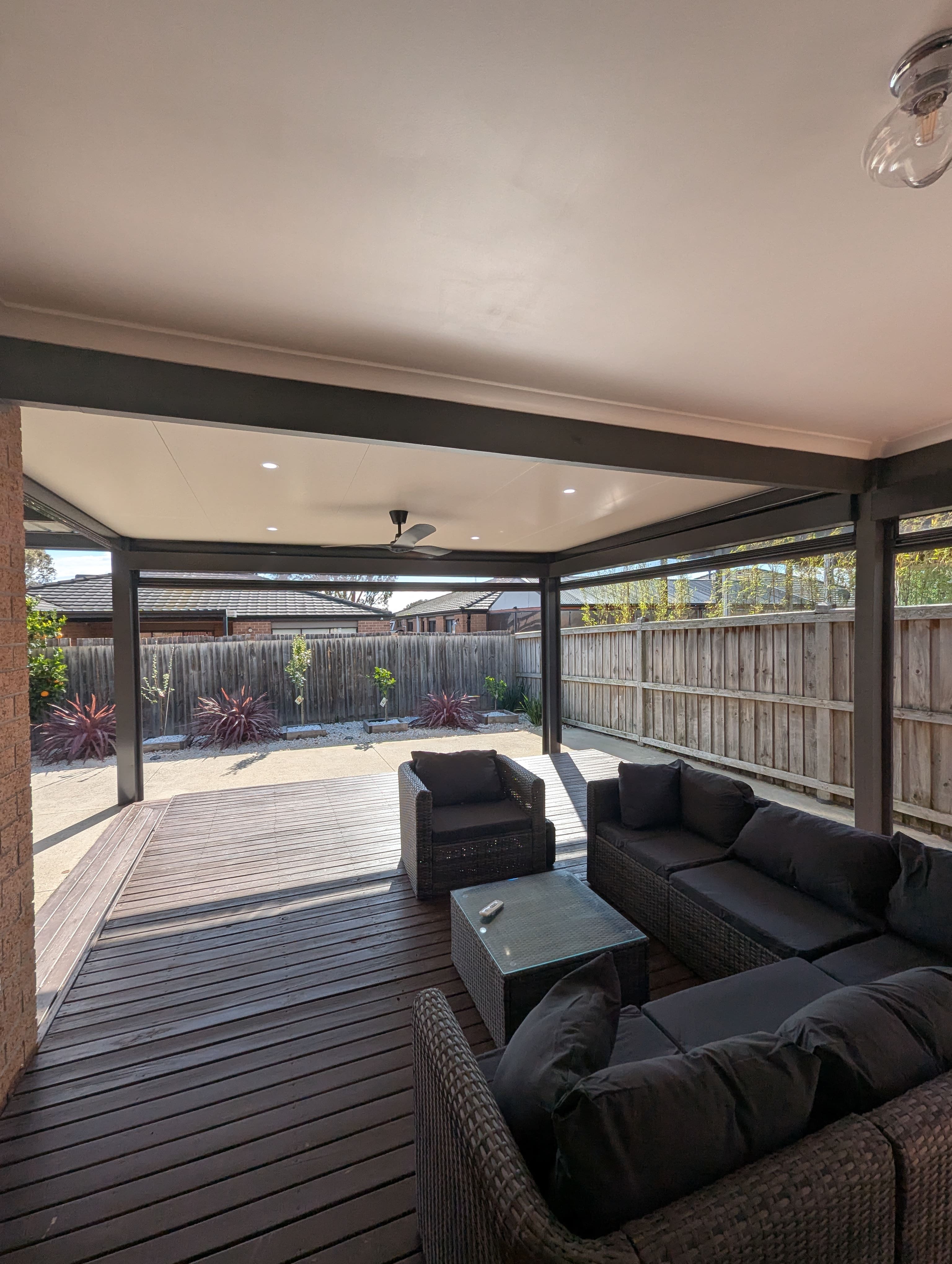 Insulated and Colorbond Verandah with blinds After 1