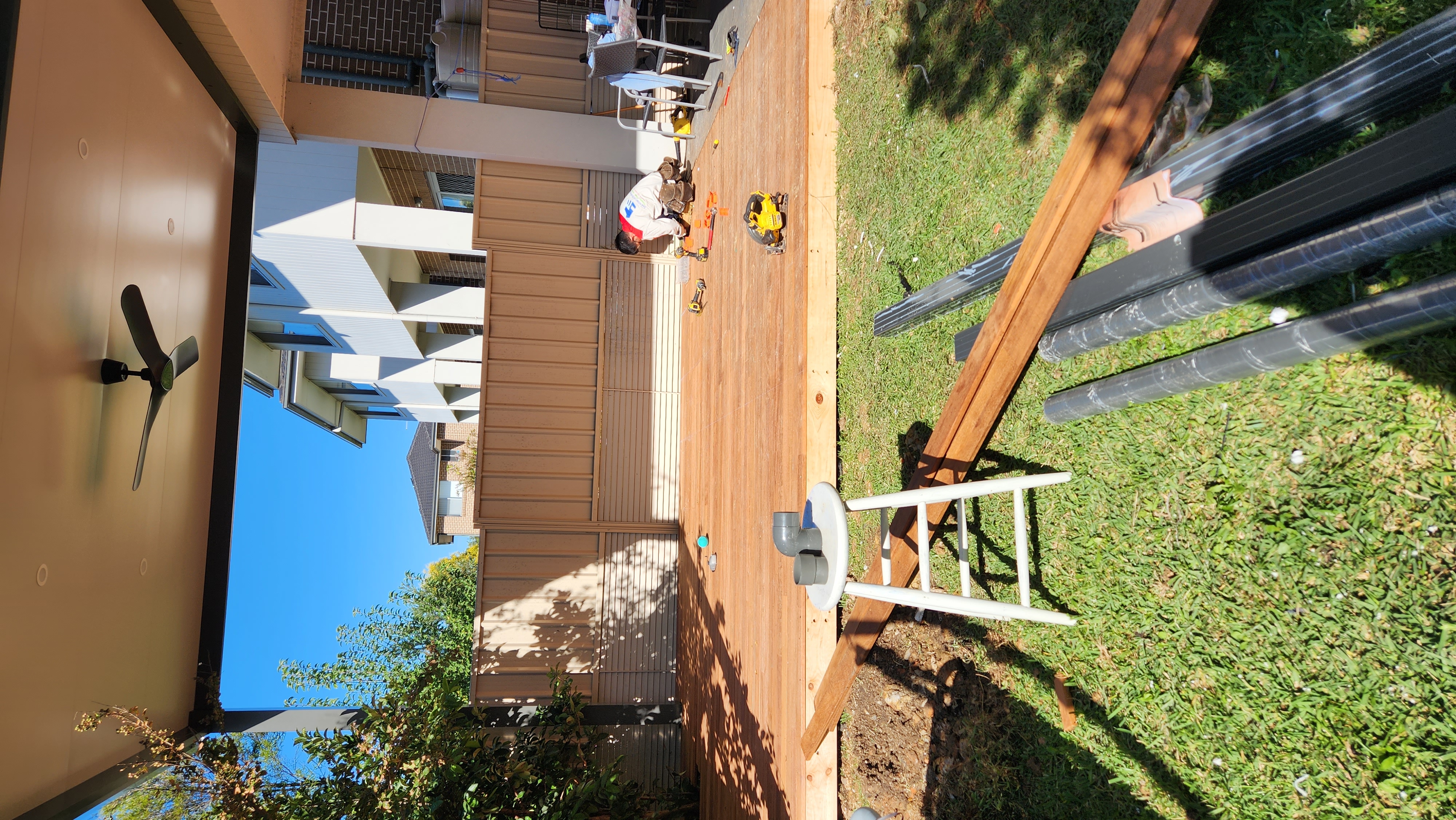 Insulated Patio Roof With Merbau Decking Before 4