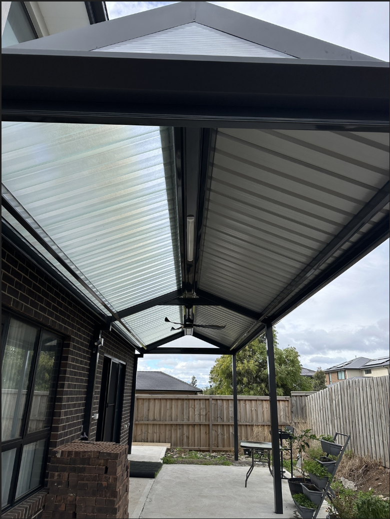 Gable Half Colorbond Half Fibreglass roof After 3