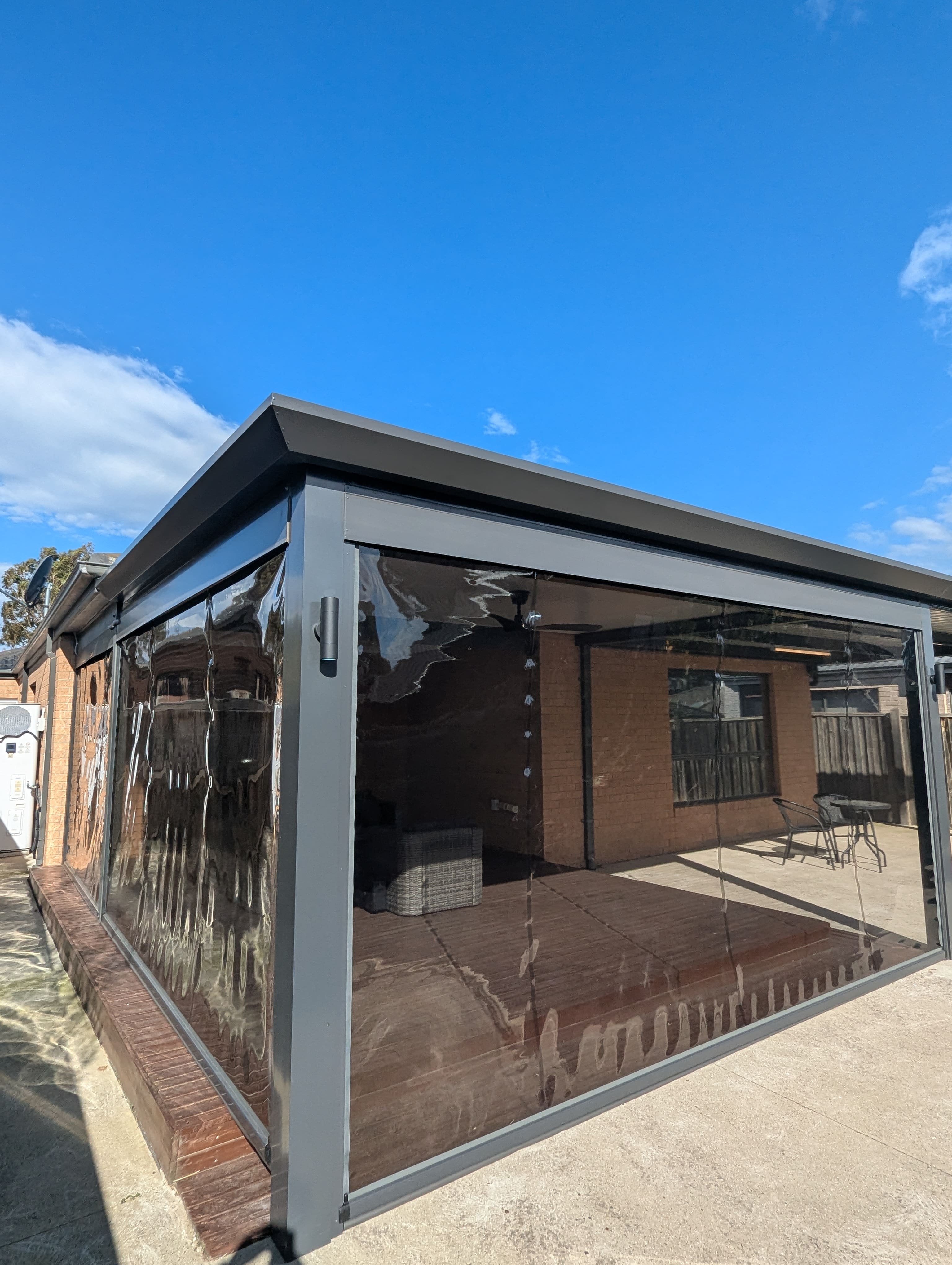 Insulated and Colorbond Verandah with blinds After 5
