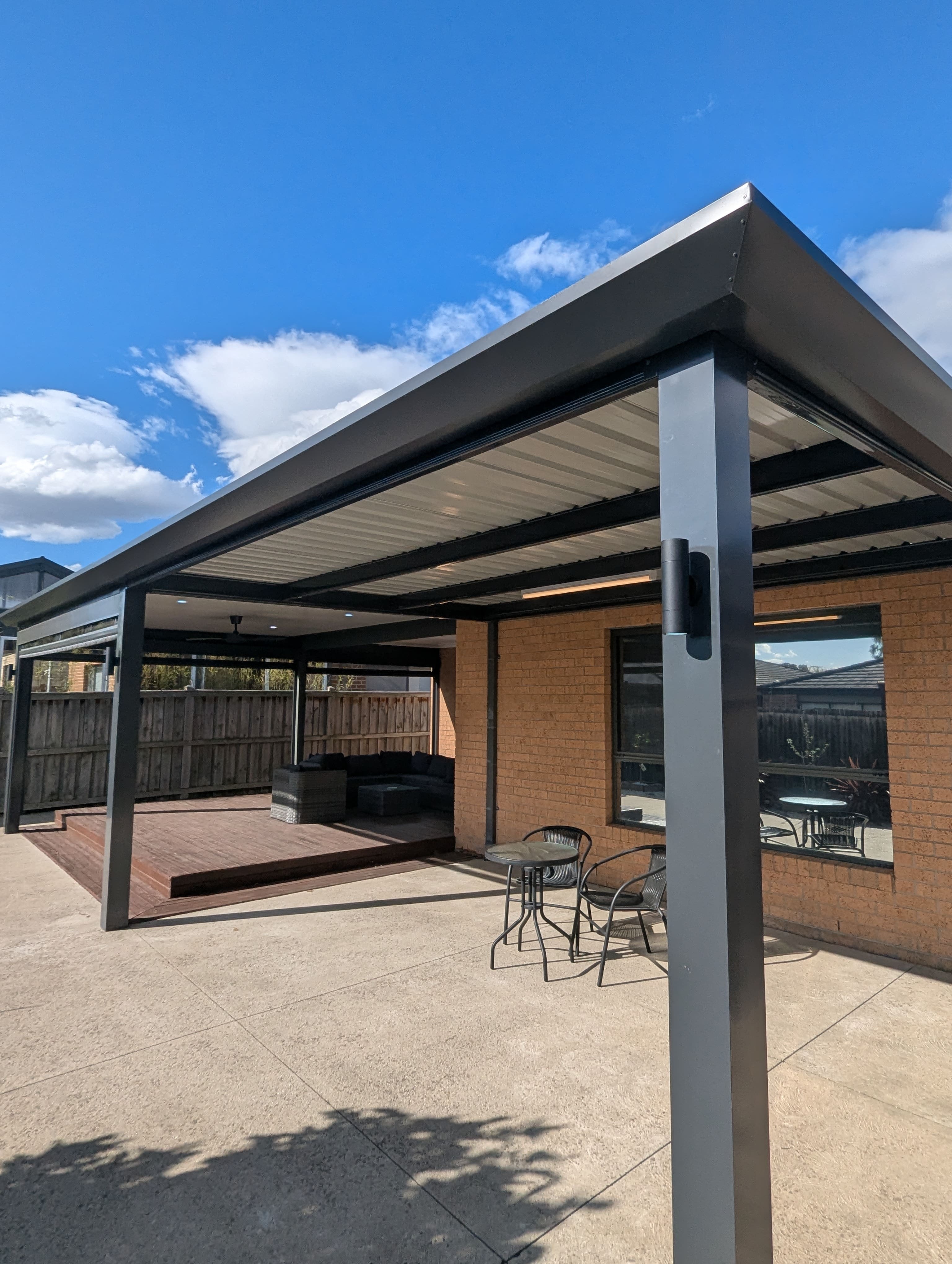 Insulated and Colorbond Verandah with blinds After 4