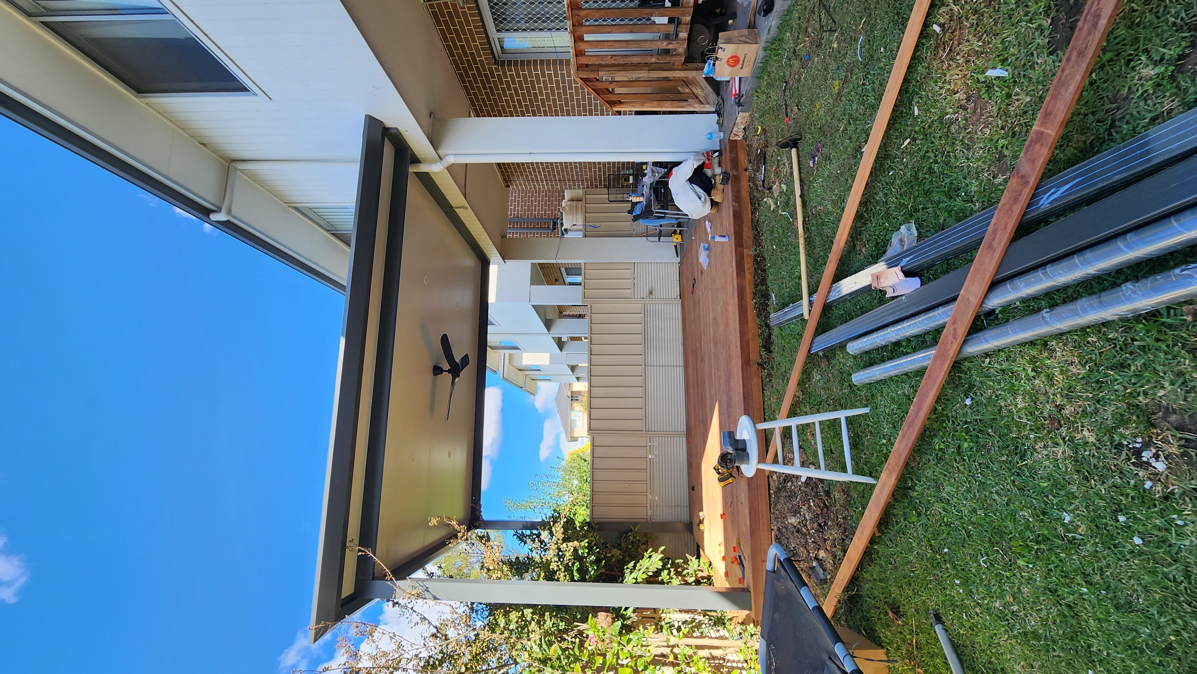 Insulated Patio Roof With Merbau Decking Before 2